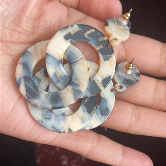 Acrylic Teardrop Earrings with Crystal Accents - Picture 5 of 6